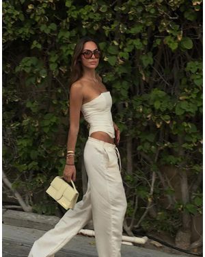 Lioness La palma - pantalon d'ensemble ample en lin mélangé avec taille nouée - ivoire - Neutre