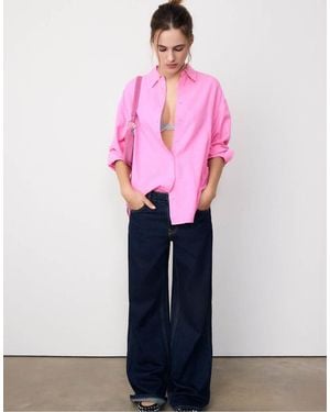 Stradivarius Flowing Shirt With Linen - Pink
