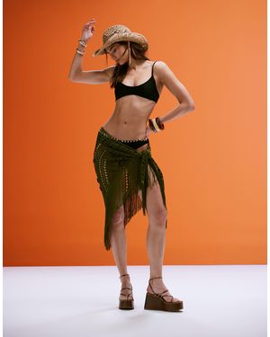 ASOS – premium – handgefertigter strand-sarong aus häkelstrick - Orange