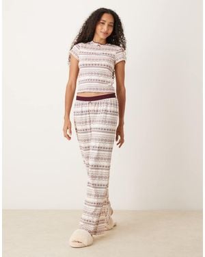 ASOS Pantalones De Pijama Con Estampado De Grecas Alpinas Rojas Mix & Match De -Rojo - Neutro