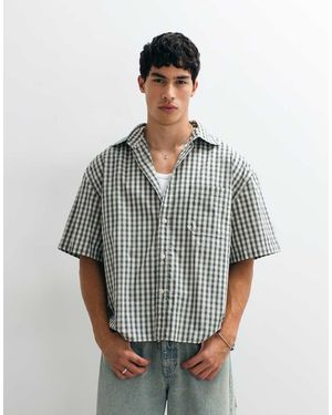 Jack & Jones Camicia Squadrata A Maniche Corte A Quadretti - Grigio