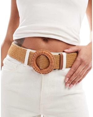 ASOS Straw Buckle Belt-brown - White