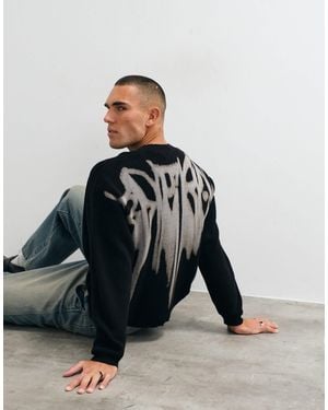 Weekday Oversized Sweater With Energy Back Graphic - Black