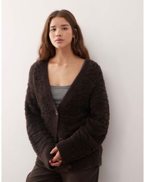 Monki Jacquard Knitted Cardigan - Black