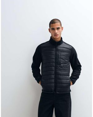Blend Chaqueta Negra Acolchada Con Mangas En Contraste - Azul