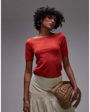 & Other Stories Knitted Off Shoulder Top - Red
