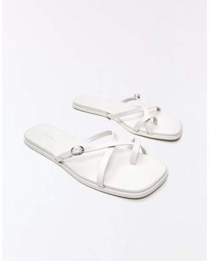 Bershka Multi-Strap Flat Slider Sandals - White