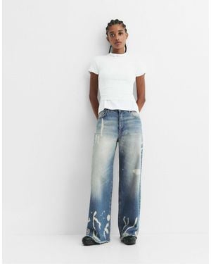Pull&Bear – weite jeans - Blau