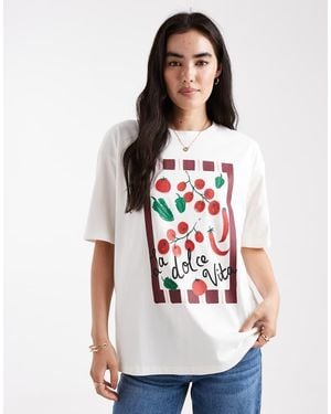Threadbare Camiseta De Manga Corta Con Estampado Gráfico Y Texto "Dolce Vita" De Algodón De -Blanco