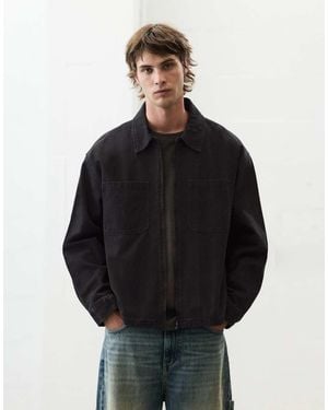 Pull&Bear Overshirt Con Zip - Nero