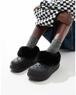 Crocs™ Furever Crush Fur Lined Clog - Black