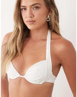 Oh Polly Underwire Halter Neck Bikini Top Co-Ord - White