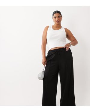 Vila Curve Broek Met Pintuck En Wijde Pijpen - Zwart