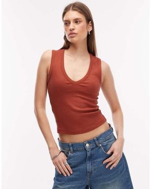 ASOS Ribbed V Neck Vest - Orange