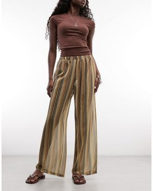 Reclaimed Vintage Sheer Stripe Wide Leg Trousers - Multicolour