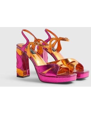 River Island Metallic Platform Heeled Sandals - Pink
