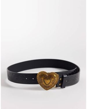 South Beach Vintage Style Heart Buckle Belt - Blue