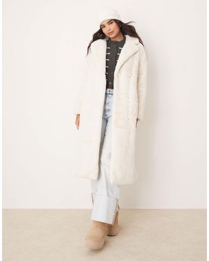 Glamorous Cosy Faux Fur Cream Robe Coat - Natural