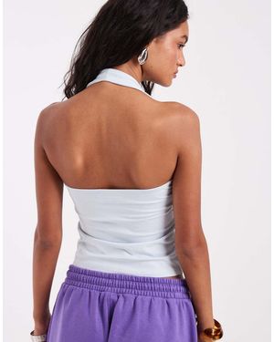 ASOS Double Layer Minimal Halter Neck Top - Purple