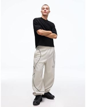 Bershka Balloon Print Trousers - White