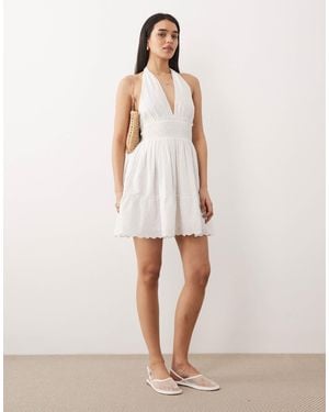 Iisla & Bird Broderie Halterneck Dress - Natural