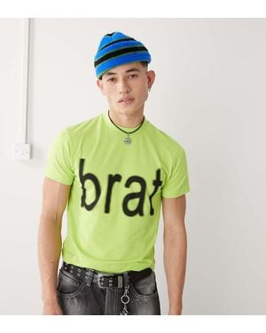 Collusion Official Charli Xcx Brat Slogan Shrunken T-Shirt - Green