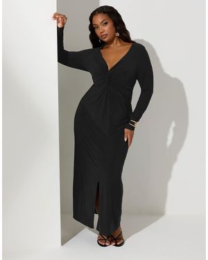 Yours Clothing Knot Front Maxi Dress - Black