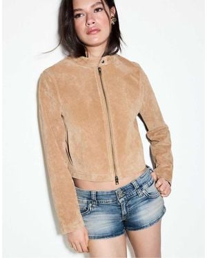 Stradivarius Bikerjack Van 100% Leer - Blauw