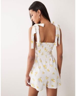 Miss Selfridge Tie Shoulder Playsuit - White