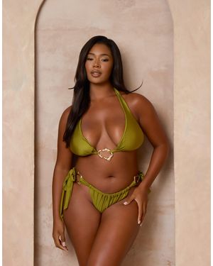 Moda Minx Curve X Alessa Tyrrell-Charles Tieside Bikini Bottom With Molten Hardware - Brown