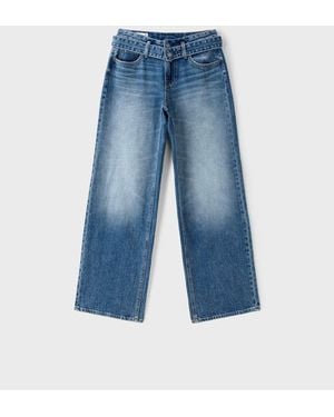 Stradivarius Double-waist Wide-leg Jeans - Blue