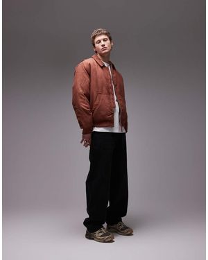 TOPMAN Relaxed Fit Cord Bomber Jacket - Red