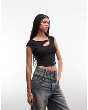 TRUE RELIGION Crystal Detail Cut Out Top - Black