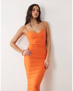 Vesper Vestito Midi Con Spalline Sottili - Arancione
