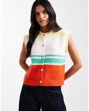 Pieces Retro Stripe Knitted Vest - Red