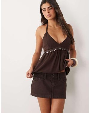 Hollister Low Rise Denim Micro Skirt - White