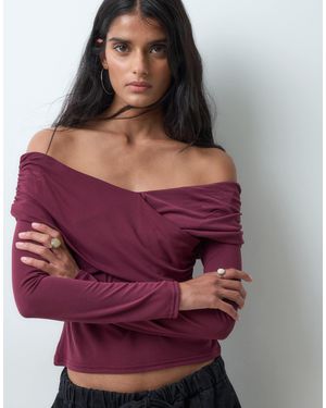 Miss Selfridge Off Shoulder Wrap Top - Red