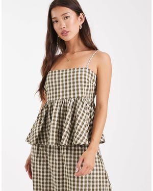 ASOS Tie Shoulder Peplum Cami Co-ord Top - Brown