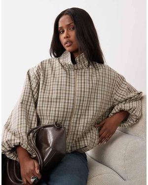 ASOS Casual Harrington Jacket With Funnel Neck - Brown