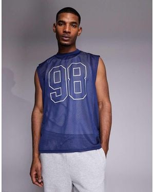 ASOS Oversized Vest With Sports Graphic - Blue