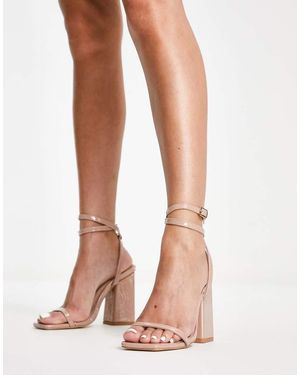 London Rebel Block Heel Sandals - Natural