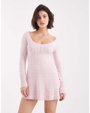 Hollister Button Front Babydoll Knitted Mini Dress - Pink