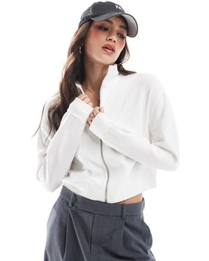 Stradivarius Jersey Bomber Jacket - White