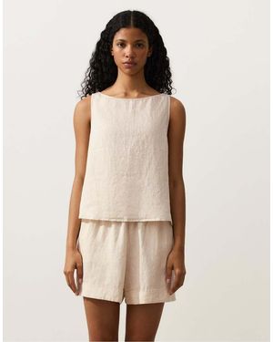 Oysho 100% Linen Square Top - Natural