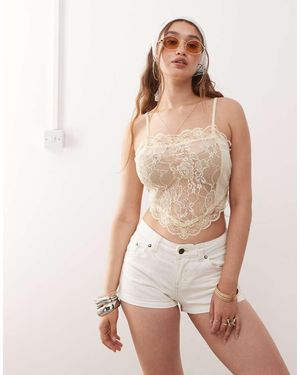 Miss Selfridge Lace Tie Back Cami - Natural