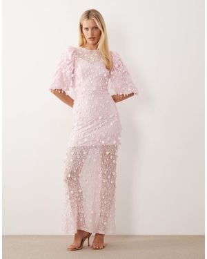 Y.A.S Puff Sleeve Disc Sequin Maxi Dress - Pink
