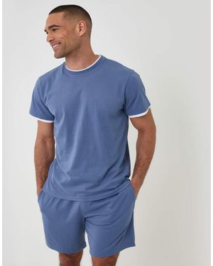 Threadbare Cotton Mock Layer Short Pyjama Set - Blue