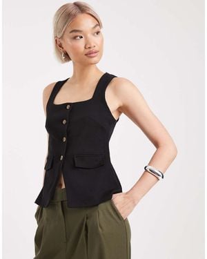 New Look Jersey Square Neck Waistcoat - Black