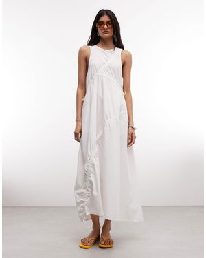 Collusion Channel Detail Midi Dress - White