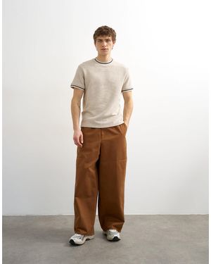 TOPMAN Baggy Fit Pants With Side Pockets - Natural